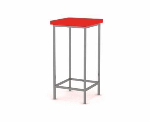 Steh / Hochtisch "New York Steel" 50x50x110 Platte hochglanz rot (55x5cm)